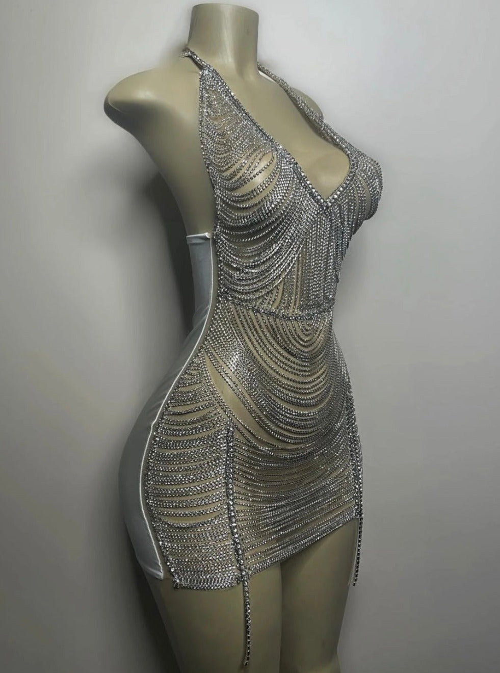DIAMOND CHAIN MINI DRESS